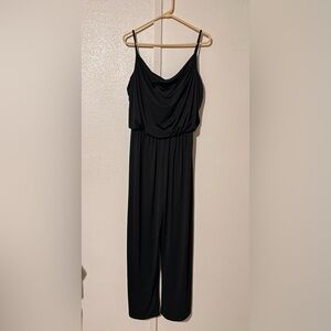 Chic Vintage EUC Carol Wior Spaghetti Strap Tight Waist Black Baggy Jumpsuit